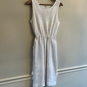 J Jill 100% cotton, lined crochet sleeveless white dress Medium petite